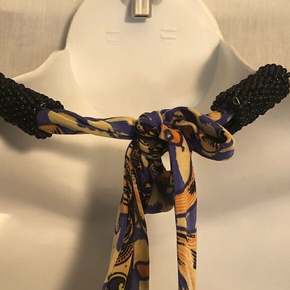 Talia Bohemian Style Halter Tie Cumberbun Waist Printed Maxi Dress. Size Medium - Picture 5 of 8